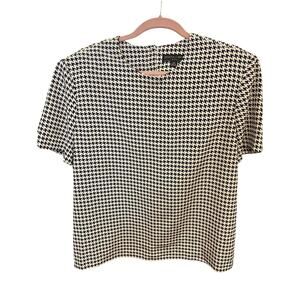 Kasper ASL Blouse Black White Houndstooth Vintage 90’s